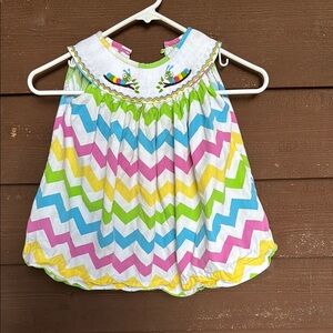 Calico Fine Children’s Clothes Caterpillar Chevron Dress size 12M